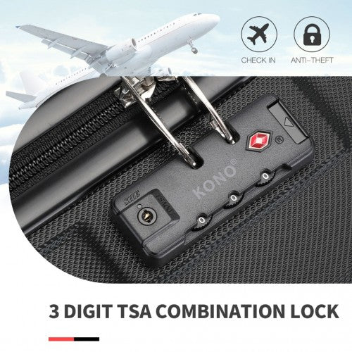 K1871-1L - Kono ABS 20 Inch Sculpted Horizontal Design Cabin Luggage - Black | Neil's Luggage Store