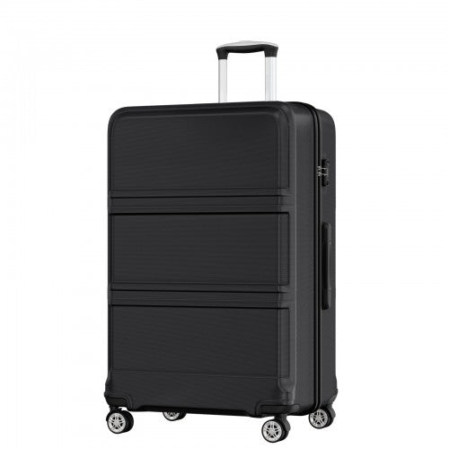 K1871-1L - Kono ABS+PC 32 Inch Extra-Large Suitcase, Sculpted Horizontal Design, Hard-Shell Wheeled Luggage with Telescopic Handle - Black | Neil's Luggage Store