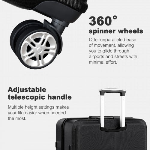 K1871-1L - Kono ABS+PC 32 Inch Extra-Large Suitcase, Sculpted Horizontal Design, Hard-Shell Wheeled Luggage with Telescopic Handle - Black | Neil's Luggage Store