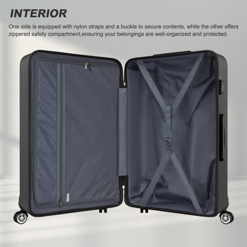 K1871-1L - Kono ABS+PC 32 Inch Extra-Large Suitcase, Sculpted Horizontal Design, Hard-Shell Wheeled Luggage with Telescopic Handle - Black | Neil's Luggage Store