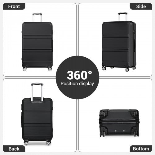 K1871-1L - Kono ABS+PC 32 Inch Extra-Large Suitcase, Sculpted Horizontal Design, Hard-Shell Wheeled Luggage with Telescopic Handle - Black | Neil's Luggage Store