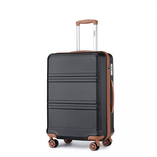 K1871-1L - Kono ABS 24 Inch Sculpted Horizontal Design Suitcase - Black And Brown | Neil's Luggage Store
