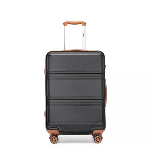 K1871-1L - Kono ABS 24 Inch Sculpted Horizontal Design Suitcase - Black And Brown | Neil's Luggage Store