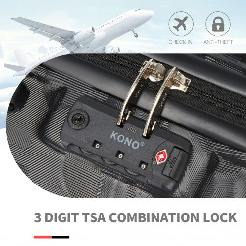 Kono ABS 20 Inch Sculpted Horizontal Cabin Luggage Camouflage Black | Neil's Luggage Store