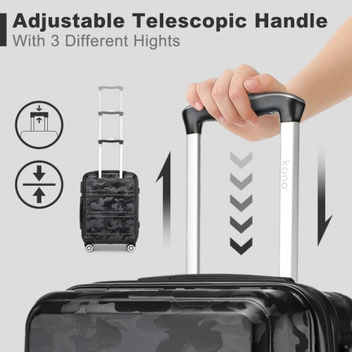 Kono ABS 20 Inch Sculpted Horizontal Cabin Luggage Camouflage Black | Neil's Luggage Store
