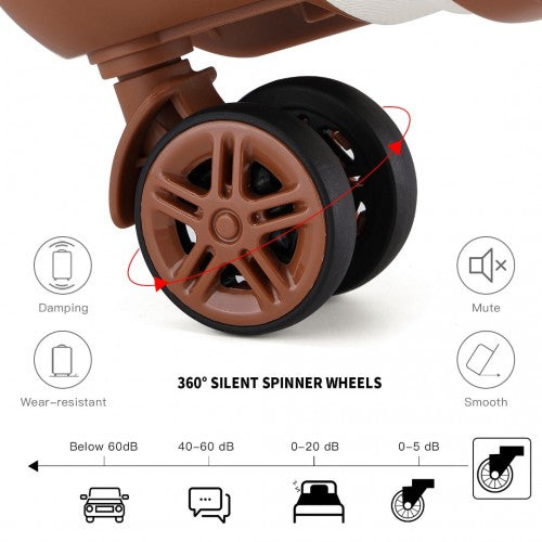 K1871-1L - Kono ABS 4 Wheel Suitcase Set with Vanity Case - Cream