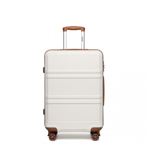 K1871-1L - Kono ABS 28 Inch Sculpted Horizontal Design Suitcase - Cream | Neil's Luggage Store