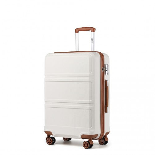 K1871-1L - Kono ABS 28 Inch Sculpted Horizontal Design Suitcase - Cream | Neil's Luggage Store