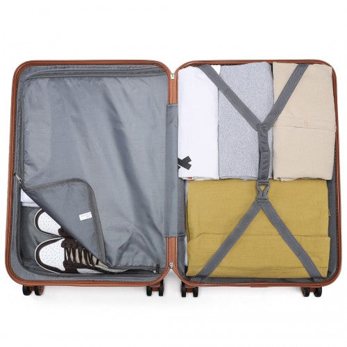K1871-1L - Kono ABS 28 Inch Sculpted Horizontal Design Suitcase - Cream | Neil's Luggage Store