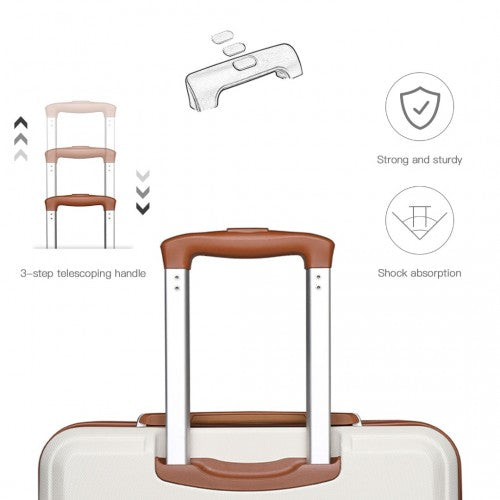 K1871-1L - Kono ABS 28 Inch Sculpted Horizontal Design Suitcase - Cream | Neil's Luggage Store
