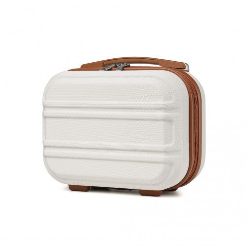 K1871-1L - Kono 12 Inch Lightweight Hard Shell ABS Vanity Case - Cream | Neil's Luggage Store