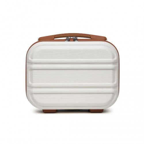 K1871-1L - Kono 12 Inch Lightweight Hard Shell ABS Vanity Case - Cream | Neil's Luggage Store