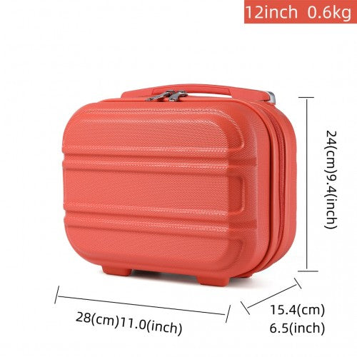 K1871-1L - Kono 12 Inch Lightweight Hard Shell ABS Vanity Case - Coral | Neil's Luggage Store