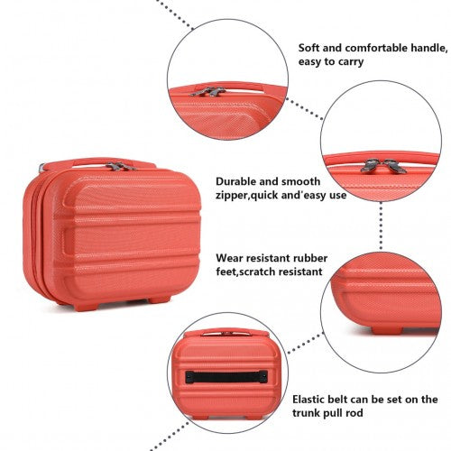K1871-1L - Kono 12 Inch Lightweight Hard Shell ABS Vanity Case - Coral | Neil's Luggage Store