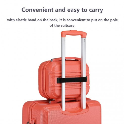 K1871-1L - Kono 12 Inch Lightweight Hard Shell ABS Vanity Case - Coral | Neil's Luggage Store