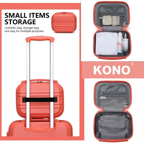 K1871-1L - Kono 12 Inch Lightweight Hard Shell ABS Vanity Case - Coral | Neil's Luggage Store