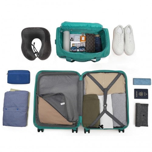 Kono ABS 20 Inch Teal 2 Piece Hard Shell Luggage Set With Carry On Bag | Neil's Luggage Store