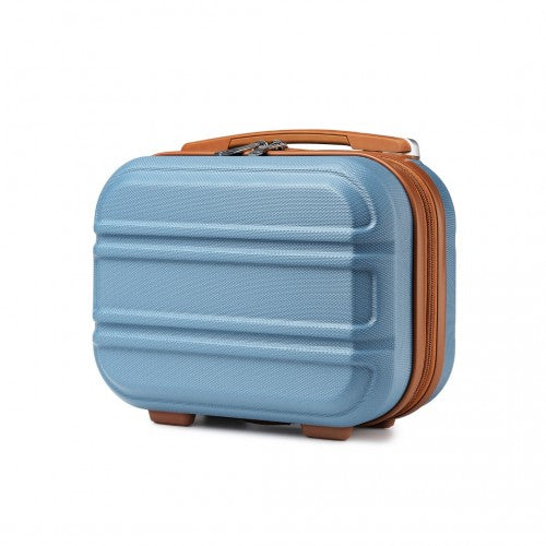 K1871-1L - Kono 12 Inch Lightweight Hard Shell ABS Vanity Case - Greyish Blue And Brown | Neil's Luggage Store
