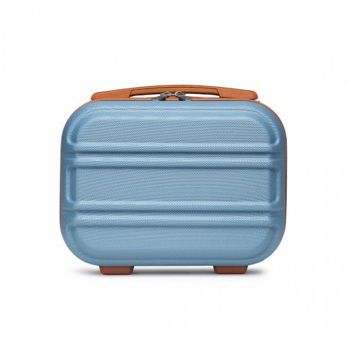 K1871-1L - Kono 12 Inch Lightweight Hard Shell ABS Vanity Case - Greyish Blue And Brown | Neil's Luggage Store