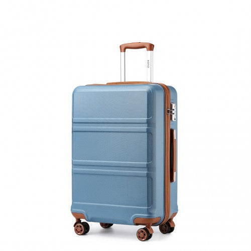 K1871-1L - Kono ABS 20 Inch Sculpted Horizontal Design Cabin Luggage - Greyish Blue And Brown | Neil's Luggage Store