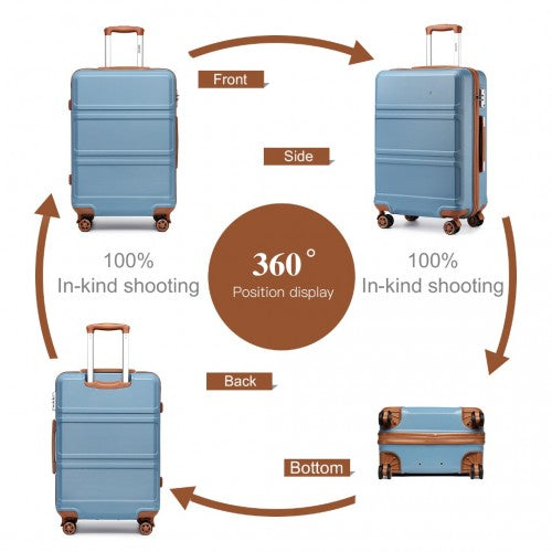 K1871-1L - Kono ABS 28 Inch Sculpted Horizontal Design Suitcase - Grayish Blue And Brown