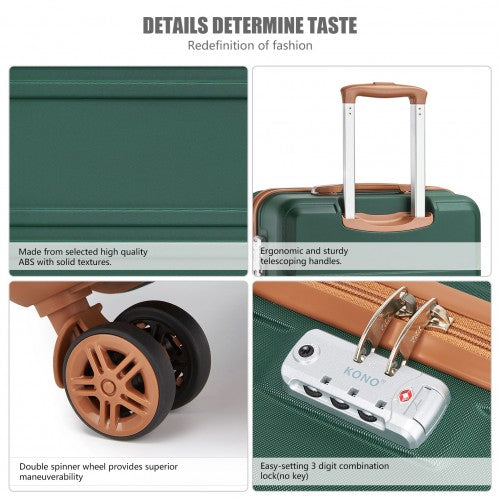 K1871-1L - Kono ABS 28 Inch Sculpted Horizontal Design Suitcase - Green And Brown | Neil's Luggage Store