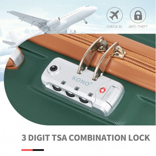 K1871-1L - Kono ABS Sculpted Horizontal Design 3 Piece Suitcase Set - Green And Brown