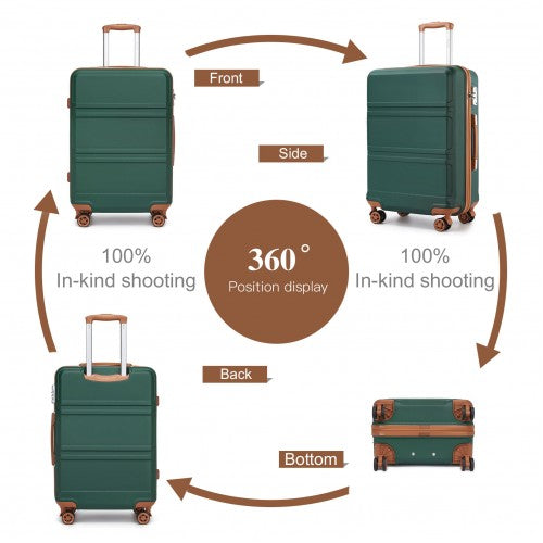 K1871-1L - Kono ABS 28 Inch Sculpted Horizontal Design Suitcase - Green And Brown | Neil's Luggage Store