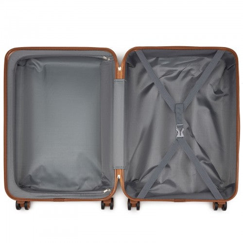 K1871-1L - Kono ABS Sculpted Horizontal Design 3 Piece Suitcase Set - Green And Brown