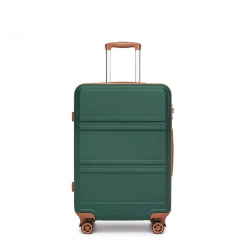 K1871-1L - Kono ABS 24 Inch Sculpted Horizontal Design Suitcase - Green And Brown | Neil's Luggage Store