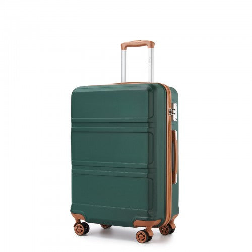 K1871-1L - Kono ABS 24 Inch Sculpted Horizontal Design Suitcase - Green And Brown | Neil's Luggage Store