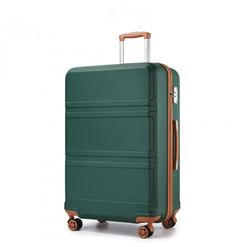K1871-1L - Kono ABS 28 Inch Sculpted Horizontal Design Suitcase - Green And Brown | Neil's Luggage Store