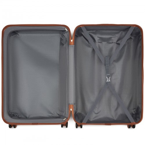 K1871-1L - Kono ABS 28 Inch Sculpted Horizontal Design Suitcase - Green And Brown | Neil's Luggage Store