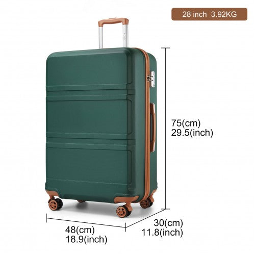 K1871-1L - Kono ABS 28 Inch Sculpted Horizontal Design Suitcase - Green And Brown | Neil's Luggage Store