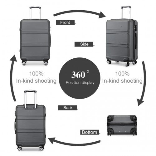 K1871-1L - Kono ABS 20 Inch Sculpted Horizontal Design Cabin Luggage - Grey | Neil's Luggage Store