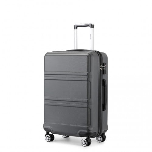 K1871-1L - Kono ABS 24 Inch Sculpted Horizontal Design Suitcase - Grey | Neil's Luggage Store