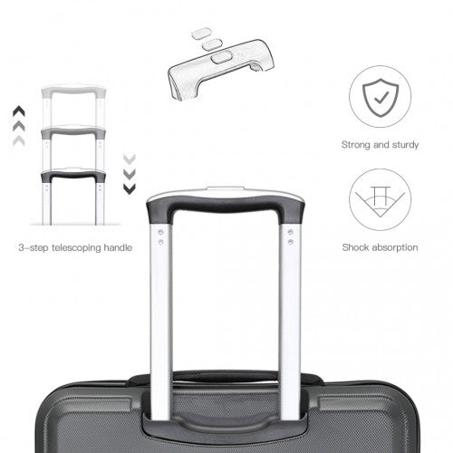 K1871-1L - Kono ABS 24 Inch Sculpted Horizontal Design Suitcase - Grey | Neil's Luggage Store