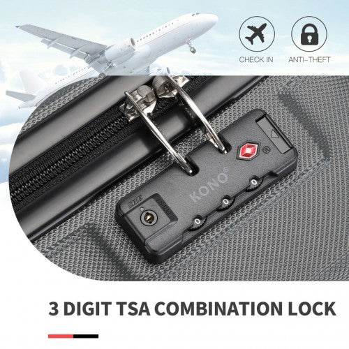 K1871-1L - Kono ABS 20 Inch Sculpted Horizontal Design Cabin Luggage - Grey | Neil's Luggage Store