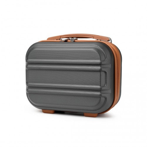 K1871-1L - Kono 12 Inch Lightweight Hard Shell ABS Vanity Case - Grey And Brown | Neil's Luggage Store