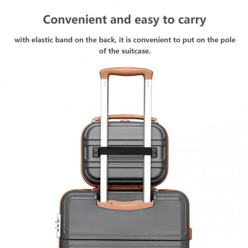 K1871-1L - Kono 12 Inch Lightweight Hard Shell ABS Vanity Case - Grey And Brown | Neil's Luggage Store