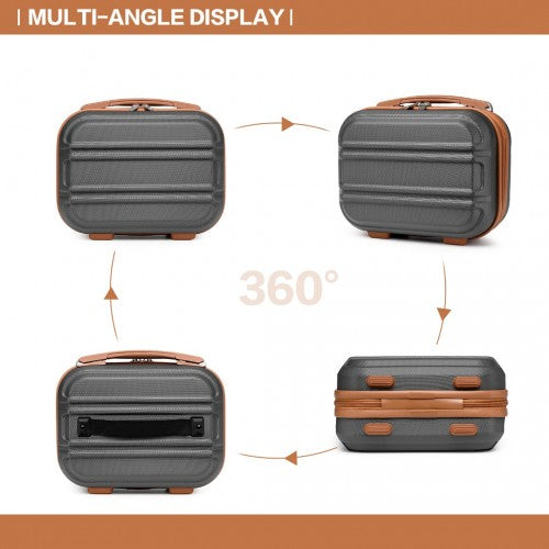 K1871-1L - Kono 12 Inch Lightweight Hard Shell ABS Vanity Case - Grey And Brown | Neil's Luggage Store