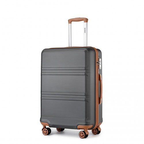 K1871-1L - Kono ABS 20 Inch Sculpted Horizontal Design Cabin Luggage - Grey And Brown | Neil's Luggage Store