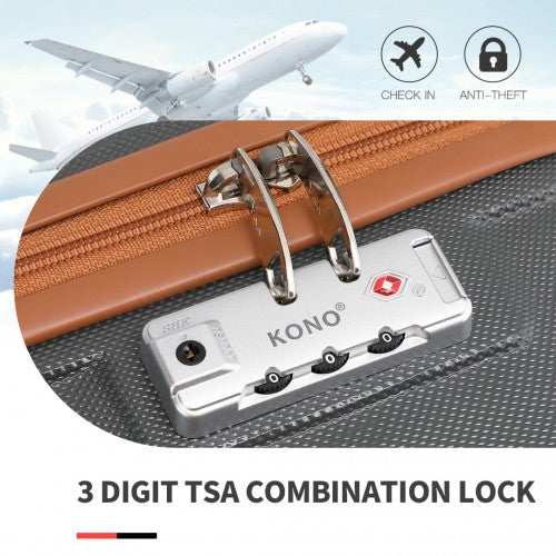 K1871-1L - Kono ABS 20 Inch Sculpted Horizontal Design Cabin Luggage - Grey And Brown | Neil's Luggage Store