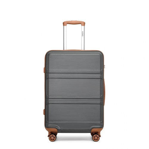 K1871-1L - Kono ABS 20 Inch Sculpted Horizontal Design Cabin Luggage - Grey And Brown | Neil's Luggage Store