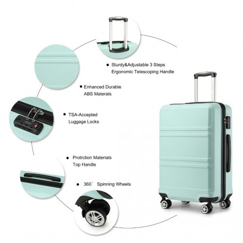 K1871-1L - Kono ABS 20 Inch Sculpted Horizontal Design Cabin Luggage - Mint Green | Neil's Luggage Store