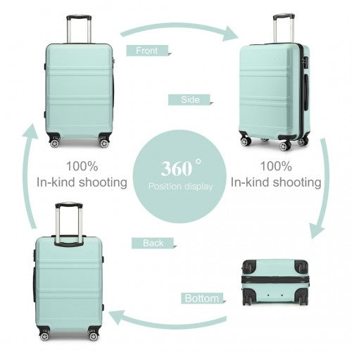 K1871-1L - Kono ABS 20 Inch Sculpted Horizontal Design Cabin Luggage - Mint Green | Neil's Luggage Store