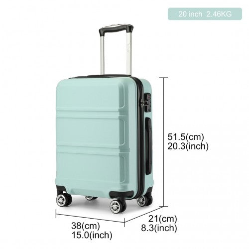 K1871-1L - Kono ABS 20 Inch Sculpted Horizontal Design Cabin Luggage - Mint Green | Neil's Luggage Store