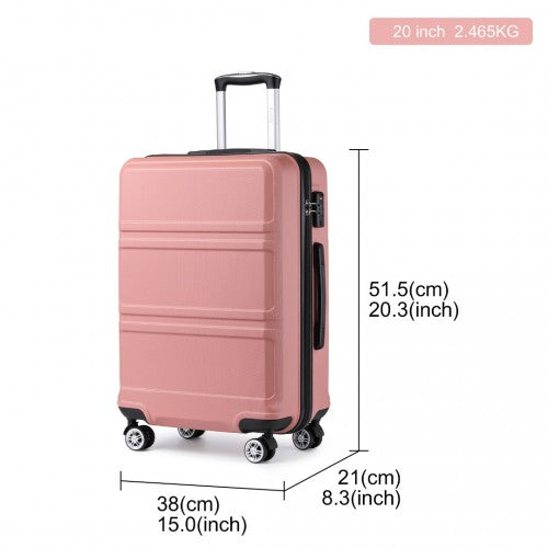 K1871-1L - Kono ABS 20 Inch Sculpted Horizontal Design Cabin Luggage - Nude | Neil's Luggage Store