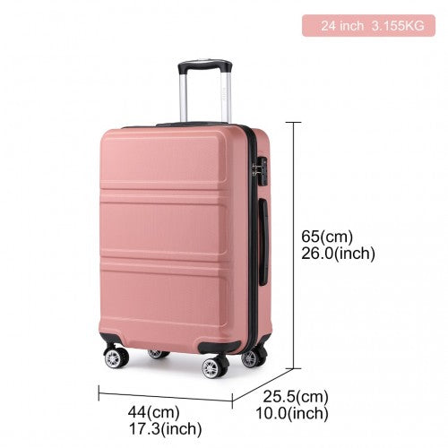 K1871-1L - Kono ABS 24 Inch Sculpted Horizontal Design Suitcase - Nude | Neil's Luggage Store