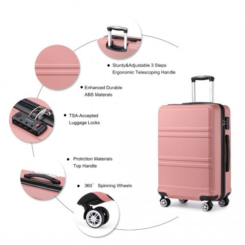 K1871-1L - Kono ABS 28 Inch Sculpted Horizontal Design Suitcase - Nude | Neil's Luggage Store